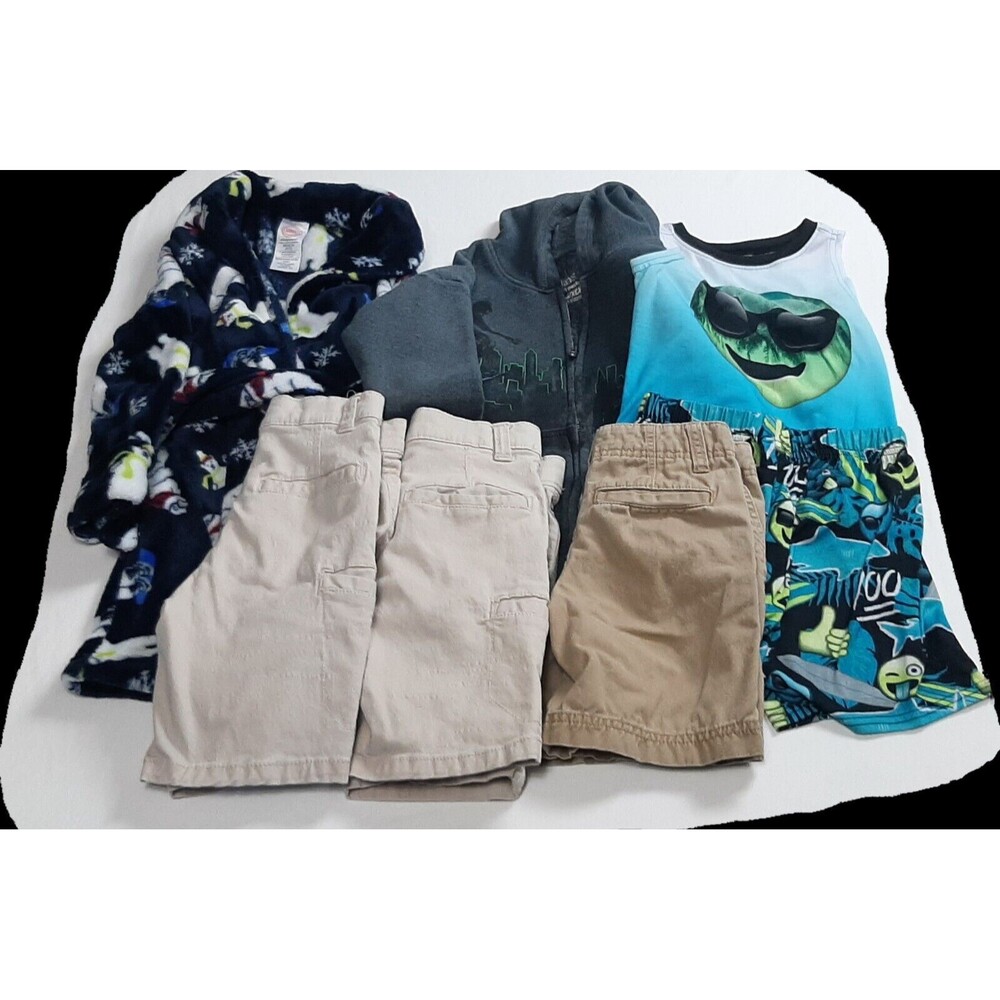 Lot of 7 Boy's XS 4/5 Clothing Lot Robe Shorts Hoodie Pajamas